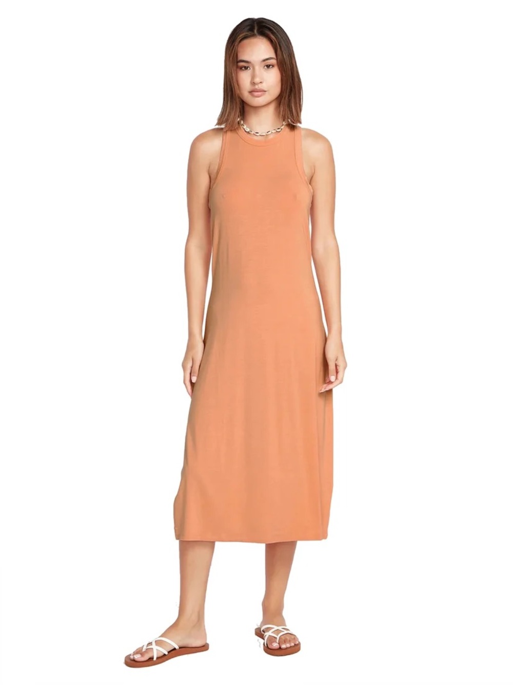 Volcom Stonelight Clay Ribbed Midi Tank Dress